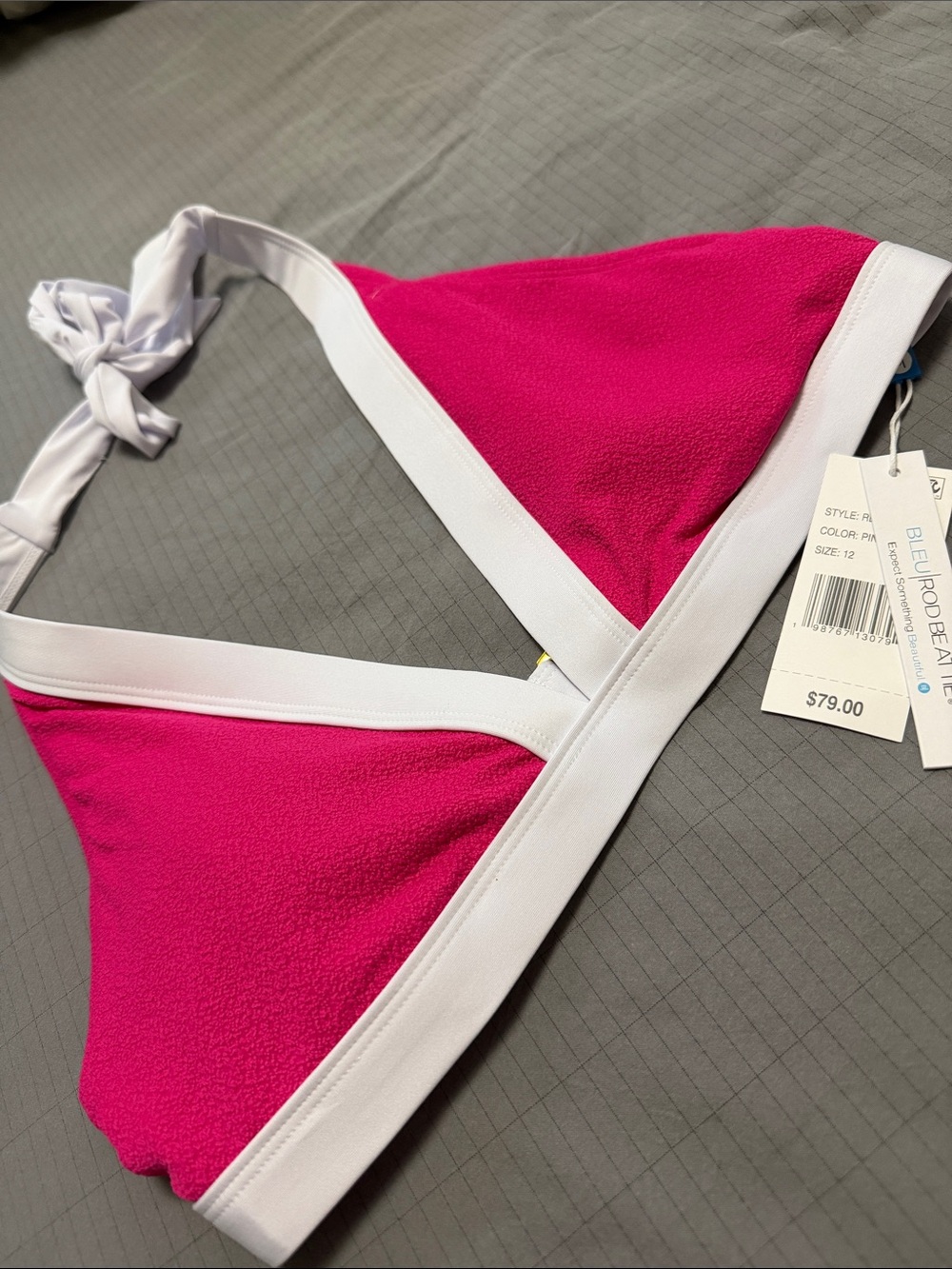Bleu Rod halter Swim top NWT Pink and White Halter Swim Top size 12